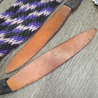 Round Nylon Rope Split Rein, Leather Flapper end *xc/vgc, clean, mnr snags & rubs

