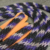 Round Nylon Rope Split Rein, Leather Flapper end *xc/vgc, clean, mnr snags & rubs
