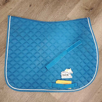 Quilt Jumper Saddle Pad, piping, tabs *vgc/gc, clean, stained, mnr rubs, pills, faded

