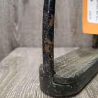 Hvy Stirrup Irons, grips *gc/fair, v.pitted & rubbed, rusty, film, dirty, chips
