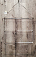 Metal 4 Bar Hanging Blanket Rack *gc, rust, scuffs, residue?, loose caps
