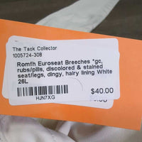 Euroseat Breeches *gc, rubs/pills, discolored & stained seat/legs, dingy, hairy lining
