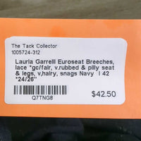 Euroseat Breeches, lace *gc/fair, v.rubbed & pilly seat & legs, v,hairy, snags
