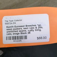 Euroseat Breeches *gc, seam puckers, seat rubs & pills, unstitched seams, v.pilly lining, rubs, snags
