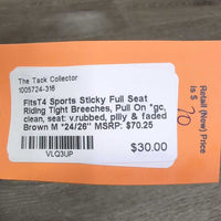 Sticky Full Seat Riding Tight Breeches, Pull On *gc, clean, seat: v.rubbed, pilly & faded
