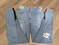 Sticky Full Seat Denim Breeches *gc, clean, mnr hair, seat rubs & faded
