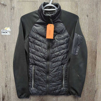 Light Quilt & Fleece Jacket, Zipper "Eclipse" *gc/fair, hairy, rubs, dirty, pills, stains, frayed cuffs
