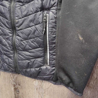 Light Quilt & Fleece Jacket, Zipper "Eclipse" *gc/fair, hairy, rubs, dirty, pills, stains, frayed cuffs
