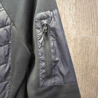 Light Quilt & Fleece Jacket, Zipper "Eclipse" *gc/fair, hairy, rubs, dirty, pills, stains, frayed cuffs
