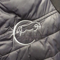 Light Quilt & Fleece Jacket, Zipper "Eclipse" *gc/fair, hairy, rubs, dirty, pills, stains, frayed cuffs

