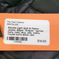 Light Quilt & Fleece Jacket, Zipper "Eclipse" *gc/fair, hairy, rubs, dirty, pills, stains, frayed cuffs
