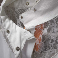 LS Show Shirt, attached snap collar, Snaps, Lacey *gc, clean, pit, crinkled, mnr snags

