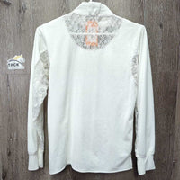 LS Show Shirt, attached snap collar, Snaps, Lacey *gc, clean, pit, crinkled, mnr snags
