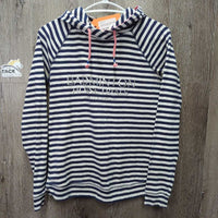 LS Hoodie Shirt, strings, "Badminton Horse Trial" *vgc, clean, mnr hair, seam rubs & frays, puckers?shrunk
