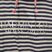 LS Hoodie Shirt, strings, "Badminton Horse Trial" *vgc, clean, mnr hair, seam rubs & frays, puckers?shrunk

