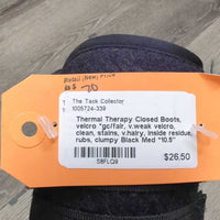 Closed Boots, velcro *gc/fair, v.weak velcro, clean, stains, v.hairy, inside residue, rubs, clumpy
