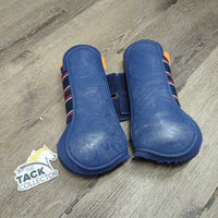 Open Front & Hind Boots, velcro *gc, clean, faded, pilly edges, scrapes & rubs, older
