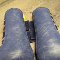 Open Front & Hind Boots, velcro *gc, clean, faded, pilly edges, scrapes & rubs, older
