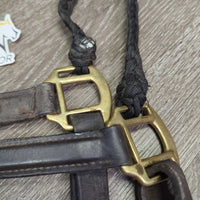 Rsd/Padded Leather Halter, Braided Rope Noseband, snap, adj *gc/fair, dirt, nameplate holes, rubs, creases
