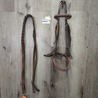 Rsd/Padded Hunter Bridle, Braided Reins *vgc, clean, stains, xholes, rubs, crumbled rsd end
