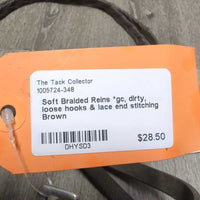 Soft Braided Reins *gc, dirty, loose hooks & lace end stitching
