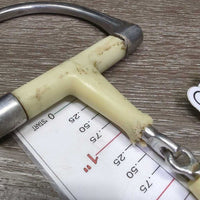 Thin French Link Hunter D Ring Plastic Bit *gc/fair, chewed, cracks, stains, dirty, VERY SHARP
