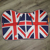 "Union Jack" Thick Jumper Saddle Pad, x2 piping, tabs *vgc, clean, stained, mnr hair, curled edges
