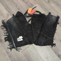 Suede Full Chaps, Fringe *vgc, mnr dirt, rubs & stains
