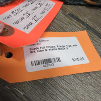 Suede Full Chaps, Fringe *vgc, mnr dirt, rubs & stains

