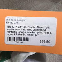 Cotton Stable Sheet *gc, clean, mnr hair, dirt, unstitched, threads, snags, marker, pills, faded, shrunk?
