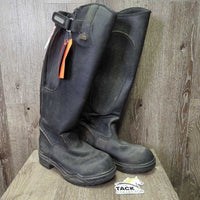 Pr Synthetic Winter Riding Boots *gc, older?, clean, scuffed toes, residue/mnr dirt, wavy/stiff zips, threads
