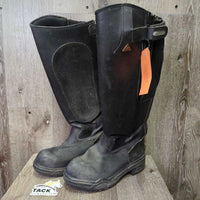 Pr Synthetic Winter Riding Boots *gc, older?, clean, scuffed toes, residue/mnr dirt, wavy/stiff zips, threads
