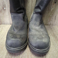 Pr Synthetic Winter Riding Boots *gc, older?, clean, scuffed toes, residue/mnr dirt, wavy/stiff zips, threads
