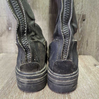 Pr Synthetic Winter Riding Boots *gc, older?, clean, scuffed toes, residue/mnr dirt, wavy/stiff zips, threads
