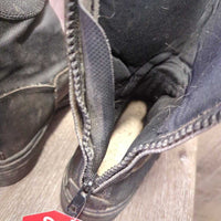 Pr Synthetic Winter Riding Boots *gc, older?, clean, scuffed toes, residue/mnr dirt, wavy/stiff zips, threads

