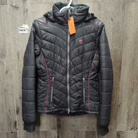 Fleece Lined Quilt Puffer Jacket, detach hood *vgc, mnr pills, hair
