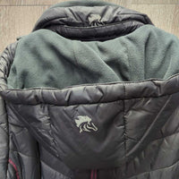 Fleece Lined Quilt Puffer Jacket, detach hood *vgc, mnr pills, hair
