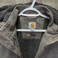 Sherpa Lined Duck Canvas Jacket, snap detach hood *vgc, clean, mnr faded/rubs, threads, clumpy, pills
