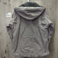 Sherpa Lined Duck Canvas Jacket, snap detach hood *vgc, clean, mnr faded/rubs, threads, clumpy, pills
