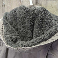 Sherpa Lined Duck Canvas Jacket, snap detach hood *vgc, clean, mnr faded/rubs, threads, clumpy, pills
