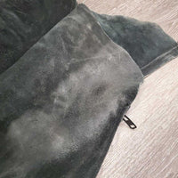 Pr Suede Full Chaps, Plastic Zipper *gc, rubs, faded, dirt, stiff, cut off fringe
