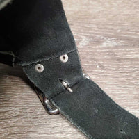 Pr Suede Full Chaps, Plastic Zipper *gc, rubs, faded, dirt, stiff, cut off fringe
