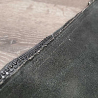 Pr Suede Full Chaps, Plastic Zipper *gc, rubs, faded, dirt, stiff, cut off fringe
