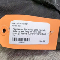 Fine Mesh Fly Mask, Ears *gc/fair, dirty, grass?hay in ears, hair, clumpy, faded, v.worn velcro
