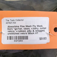 Fine Mesh Fly Mask, Ears *gc/fair, clean, v.hairy, curled velcro, v.rubbed, pilly & snagged, unstitched velcro
