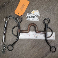 SS High Port Spoon Western Curb Bit, Reinsman Double Jointed Metal Curb - Chin Strap *gc, v.rusty, scrapes
