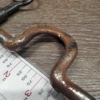 SS High Port Spoon Western Curb Bit, Reinsman Double Jointed Metal Curb - Chin Strap *gc, v.rusty, scrapes
