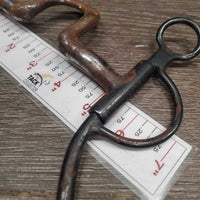 SS High Port Spoon Western Curb Bit, Reinsman Double Jointed Metal Curb - Chin Strap *gc, v.rusty, scrapes
