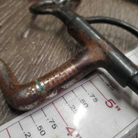 SS High Port Spoon Western Curb Bit, Reinsman Double Jointed Metal Curb - Chin Strap *gc, v.rusty, scrapes
