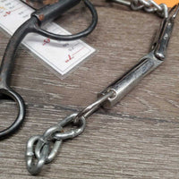 SS High Port Spoon Western Curb Bit, Reinsman Double Jointed Metal Curb - Chin Strap *gc, v.rusty, scrapes
